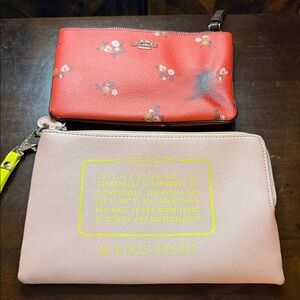 Coach Red and Pink Floral Wristlet Set